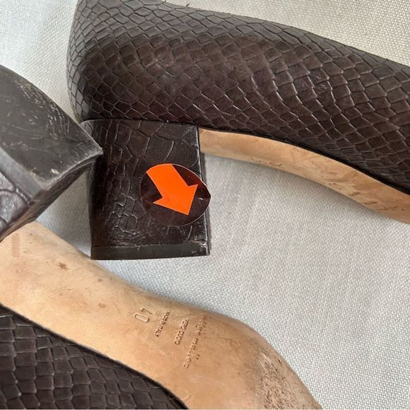 BETTYE MULLER LADIES HEELS SHOES 40 BROWN PYTHON LEATHER TEXTURED BOW POINTY - Picture 14 of 16